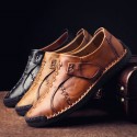Men's Loafers & Slip-Ons Leather Shoes Casual Chinoiserie Daily Leather Handmade Dark Brown Black Yellow