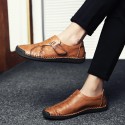 Men's Loafers & Slip-Ons Leather Shoes Casual Chinoiserie Daily Leather Handmade Dark Brown Black Yellow
