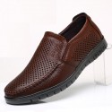 Men's Loafers & Slip-Ons Leather Loafers Business Classic Daily Outdoor Office & Career Walking Shoes Leather Brown cutout Black hollow Black Spring Summer