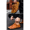 Men's Loafers & Slip-Ons Comfort Loafers Leather Loafers Casual Classic Daily Outdoor Microfiber Red Brown Yellow brown Black Fall Summer