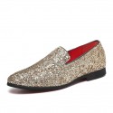 Men's Loafers & Slip-Ons Novelty Shoes Comfort Shoes Driving Loafers Wedding Casual Party & Evening Walking Shoes Paillette Leather Glitter Black Silver Gold Fall Spring / Sparkling Glitter / Sequin