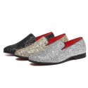 Men's Loafers & Slip-Ons Novelty Shoes Comfort Shoes Driving Loafers Wedding Casual Party & Evening Walking Shoes Paillette Leather Glitter Black Silver Gold Fall Spring / Sparkling Glitter / Sequin