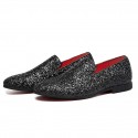 Men's Loafers & Slip-Ons Novelty Shoes Comfort Shoes Driving Loafers Wedding Casual Party & Evening Walking Shoes Paillette Leather Glitter Black Silver Gold Fall Spring / Sparkling Glitter / Sequin