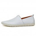Men's Loafers & Slip-Ons Leather Shoes Drive Shoes Summer Loafers Casual Beach Daily Leather White Black Dark Blue Spring Summer