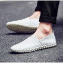 Men's Loafers & Slip-Ons Leather Shoes Drive Shoes Summer Loafers Casual Beach Daily Leather White Black Dark Blue Spring Summer