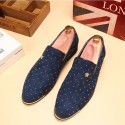 Men's Loafers & Slip-Ons Dress Shoes Drive Shoes Driving Loafers Business Classic Wedding Daily Party & Evening Walking Shoes PU Wear Proof Black Blue Fall Spring / Beading / Pointed Toe