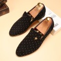 Men's Loafers & Slip-Ons Dress Shoes Drive Shoes Driving Loafers Business Classic Wedding Daily Party & Evening Walking Shoes PU Wear Proof Black Blue Fall Spring / Beading / Pointed Toe