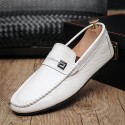 Men's Loafers & Slip-Ons Driving Shoes Driving Loafers British Daily Nappa Leather Breathable Non-slipping Wear Proof White Black Brown Spring Summer