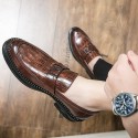 Men's Unisex Loafers & Slip-Ons Business Vintage Classic Daily Office & Career PU Black Brown Fall Spring