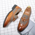 Men's Loafers & Slip-Ons Tassel Loafers Casual British Daily Party & Evening PU Black Brown Color Block Fall Spring