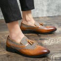 Men's Loafers & Slip-Ons Tassel Loafers Casual British Daily Party & Evening PU Black Brown Color Block Fall Spring