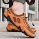 Men's Sneakers Leather Shoes Comfort Loafers Hand Stitching Sporty Casual Beach Daily Outdoor Walking Shoes Trail Running Shoes Nappa Leather Cowhide Breathable Handmade Non-slipping Booties / Ankle