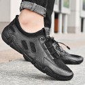 Men's Sneakers Leather Shoes Comfort Loafers Hand Stitching Sporty Casual Beach Daily Outdoor Walking Shoes Trail Running Shoes Nappa Leather Cowhide Breathable Handmade Non-slipping Booties / Ankle