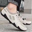 Men's Sneakers Leather Shoes Comfort Loafers Hand Stitching Sporty Casual Beach Daily Outdoor Walking Shoes Trail Running Shoes Nappa Leather Cowhide Breathable Handmade Non-slipping Booties / Ankle