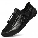 Men's Sneakers Leather Shoes Comfort Loafers Hand Stitching Sporty Casual Beach Daily Outdoor Walking Shoes Trail Running Shoes Nappa Leather Cowhide Breathable Handmade Non-slipping Booties / Ankle