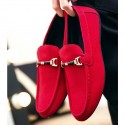 Men's Loafers & Slip-Ons Suede Shoes Driving Loafers Business Classic Daily Office & Career Black Red Blue Spring Summer