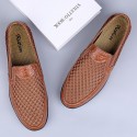 Men's Loafers & Slip-Ons Comfort Loafers Summer Loafers Casual Athletic Outdoor Walking Shoes Mesh Cowhide Breathable Handmade Booties / Ankle Boots Black Brown Blue Spring Summer / Hollow-out