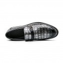 Men's Loafers & Slip-Ons Retro Dress Loafers British Style Plaid Shoes Business Casual British Daily Office & Career PU Black Silver Brown Fall Winter
