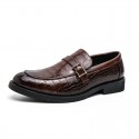 Men's Loafers & Slip-Ons Retro Dress Loafers British Style Plaid Shoes Business Casual British Daily Office & Career PU Black Silver Brown Fall Winter