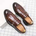 Men's Loafers & Slip-Ons Retro Dress Loafers British Style Plaid Shoes Business Casual British Daily Office & Career PU Black Silver Brown Fall Winter