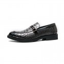 Men's Loafers & Slip-Ons Retro Dress Loafers British Style Plaid Shoes Business Casual British Daily Office & Career PU Black Silver Brown Fall Winter
