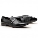 New Men's Business Leather Shoes Buckle Square Toe Leather Shoes Men