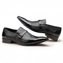 New Men's Business Leather Shoes Buckle Square Toe Leather Shoes Men