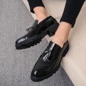 Men's Loafers & Slip-Ons Tassel Loafers Casual British Wedding Party & Evening Walking Shoes Leather Patent Leather Black Gold Silver Fall Spring