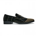 Men's Loafers & Slip-Ons Novelty Shoes Comfort Loafers Dress Loafers Casual Daily Party & Evening PU Handmade Non-slipping Black Color Block Fall Spring / Rhinestone / Sequin