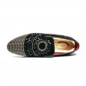 Men's Loafers & Slip-Ons Novelty Shoes Comfort Loafers Dress Loafers Casual Daily Party & Evening PU Handmade Non-slipping Black Color Block Fall Spring / Rhinestone / Sequin