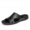 Men's Slippers & Flip-Flops Leather Shoes Casual Daily Beach Walking Shoes Leather Breathable Dark Brown Yellow Blue Summer / Rivet