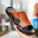 Men's Slippers & Flip-Flops Leather Shoes Casual Daily Beach Walking Shoes Leather Breathable Dark Brown Yellow Blue Summer / Rivet