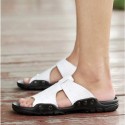 Men's Sandals Slides & Flip-flops Casual Beach Daily Outdoor Walking Shoes PU Breathable Non-slipping White Black Brown Summer