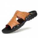 Men's Sandals Slides & Flip-flops Casual Beach Daily Outdoor Walking Shoes PU Breathable Non-slipping White Black Brown Summer
