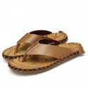 Men's Sandals Slippers & Flip-Flops Casual Classic Daily Beach PU Dark Brown Black Khaki Spring Summer
