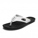 Men's Slippers & Flip-Flops Flat Sandals Flip-Flops Casual Beach Daily Outdoor Walking Shoes Nappa Leather Cowhide Breathable Handmade Non-slipping Booties / Ankle Boots White Black Brown Color Block