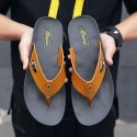 Men's Slippers & Flip-Flops Flat Sandals Flip-Flops Casual Beach Daily Outdoor Walking Shoes Nappa Leather Cowhide Breathable Handmade Non-slipping Booties / Ankle Boots White Black Brown Color Block