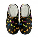 Halloween Bat Pumpkin Print Cotton Slippers Men and Women Flannel Couple Slippers