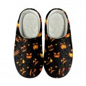 Halloween Bat Pumpkin Print Cotton Slippers Men and Women Flannel Couple Slippers