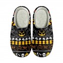 Halloween Bat Pumpkin Print Cotton Slippers Men and Women Flannel Couple Slippers