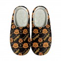 Halloween Bat Pumpkin Print Cotton Slippers Men and Women Flannel Couple Slippers