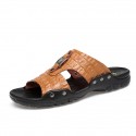 Men's Sandals Slippers & Flip-Flops Comfort Shoes Casual Beach Daily Outdoor Leather White Black Brown Spring Summer