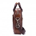 Men's Handbags Messenger Bag Laptop Bag Briefcase Top Handle Bag Cowhide Belt Zipper Solid Color Formal Traveling Outdoor Dark Brown Black Coffee