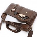 Men's Leather Bag Handbags Laptop Bag Briefcase Top Handle Bag Nappa Leather Cowhide Zipper Plain Office & Career Black Coffee