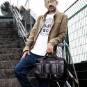 Men's Handbags Shoulder Messenger Bag Laptop Bag Briefcase Nappa Leather Belt Zipper Formal Office & Career Light Coffee Black / Top Handle Bag