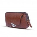 Men's Fanny Pack Mobile Phone Bag PU Leather Solid Color Office & Career Vertical black three-layer Horizontal coffee three layers Horizontal black three-layer Vertical brown three-layer