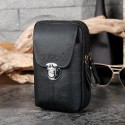 Men's Fanny Pack Mobile Phone Bag PU Leather Solid Color Office & Career Vertical black three-layer Horizontal coffee three layers Horizontal black three-layer Vertical brown three-layer