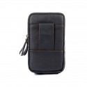 Men's Fanny Pack Mobile Phone Bag PU Leather Solid Color Office & Career Vertical black three-layer Horizontal coffee three layers Horizontal black three-layer Vertical brown three-layer