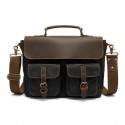 Men's Unisex Laptop Bag Briefcase Cowhide Zipper Solid Color Daily Holiday Office & Career ArmyGreen Black Brown