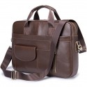 Men's Bags Nappa Leather Cowhide Briefcase Zipper Solid Colored Office & Career Retro 2021 Handbags Coffee